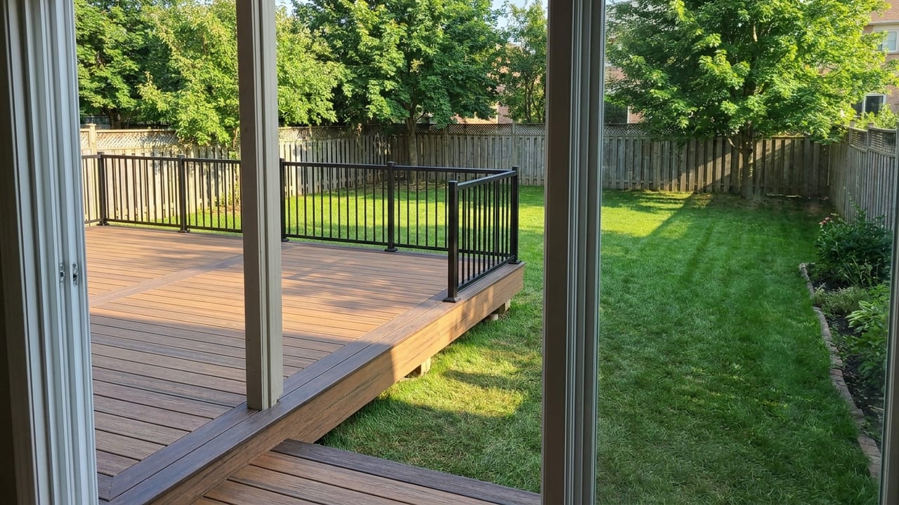 AI-generated illustration of a composite deck concept in a backyard